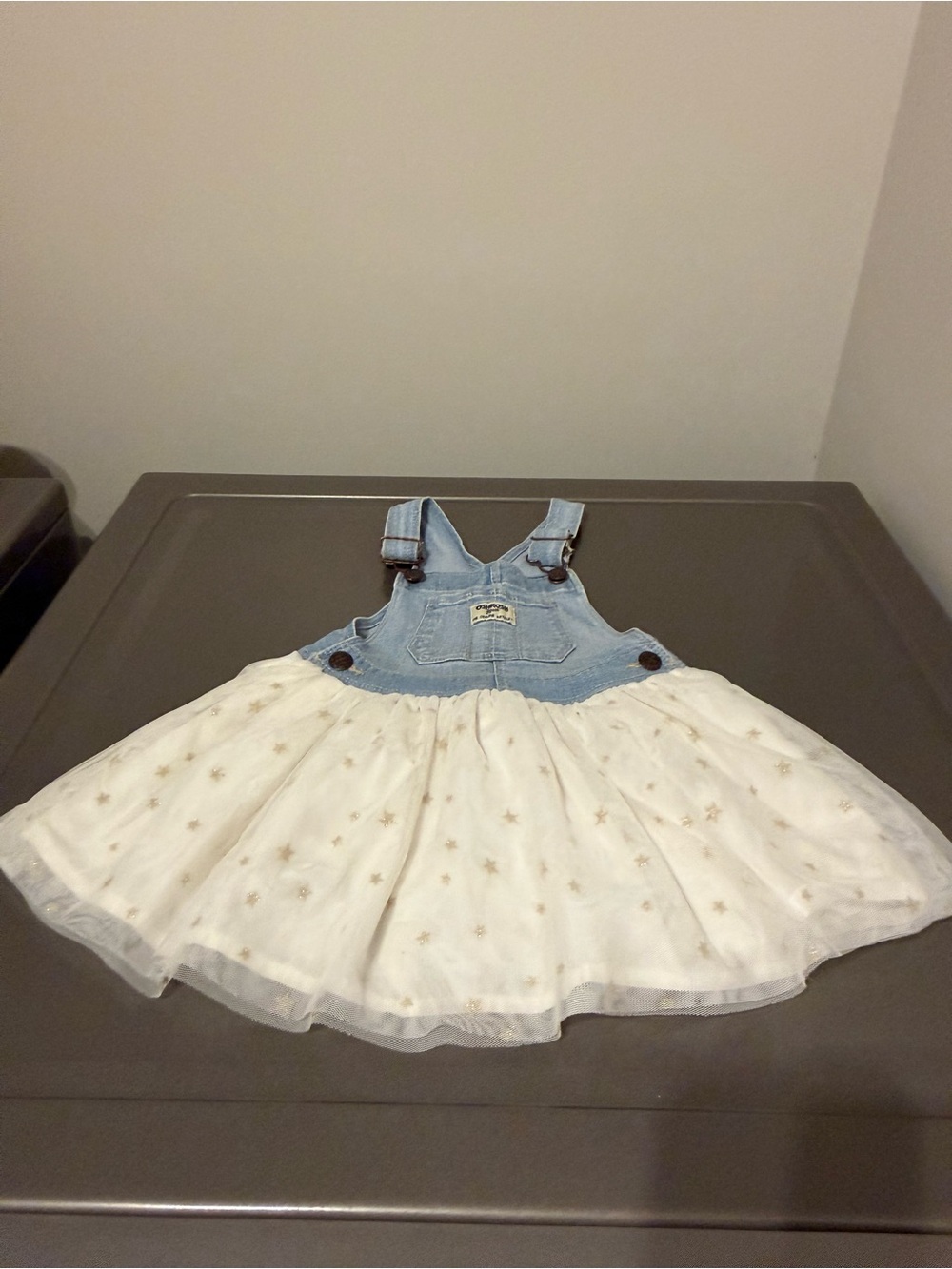 OshKosh B'gosh Light Blue Denim Top with White Star Tulle Skirt